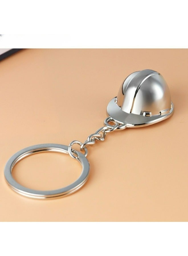 1Pcs Simulated Construction Site Safety Helmet Key Pendant - Image 2