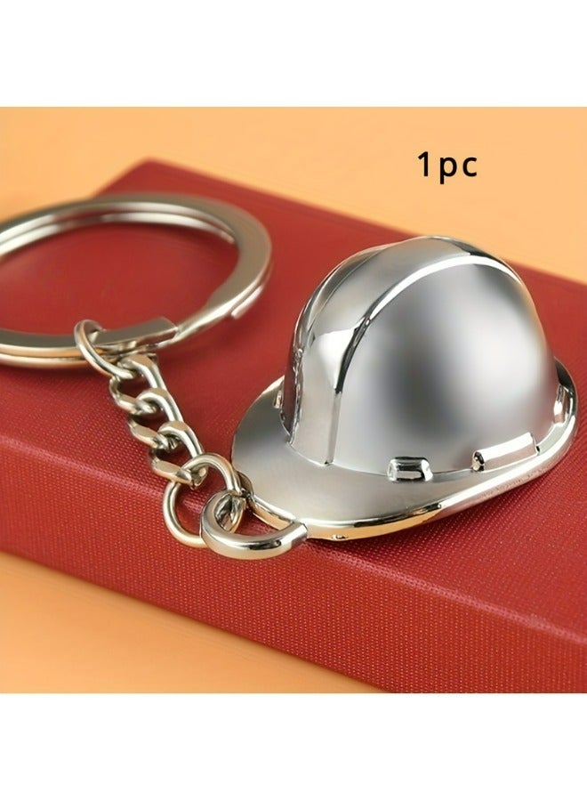1Pcs Simulated Construction Site Safety Helmet Key Pendant - Image 1