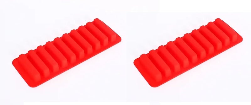 2 Pieces Food-Grade Silicone Ice Cube Trays - Flexible and Easy-Release Ice Mold for Water Bottles & Drinks, Red - Image 1