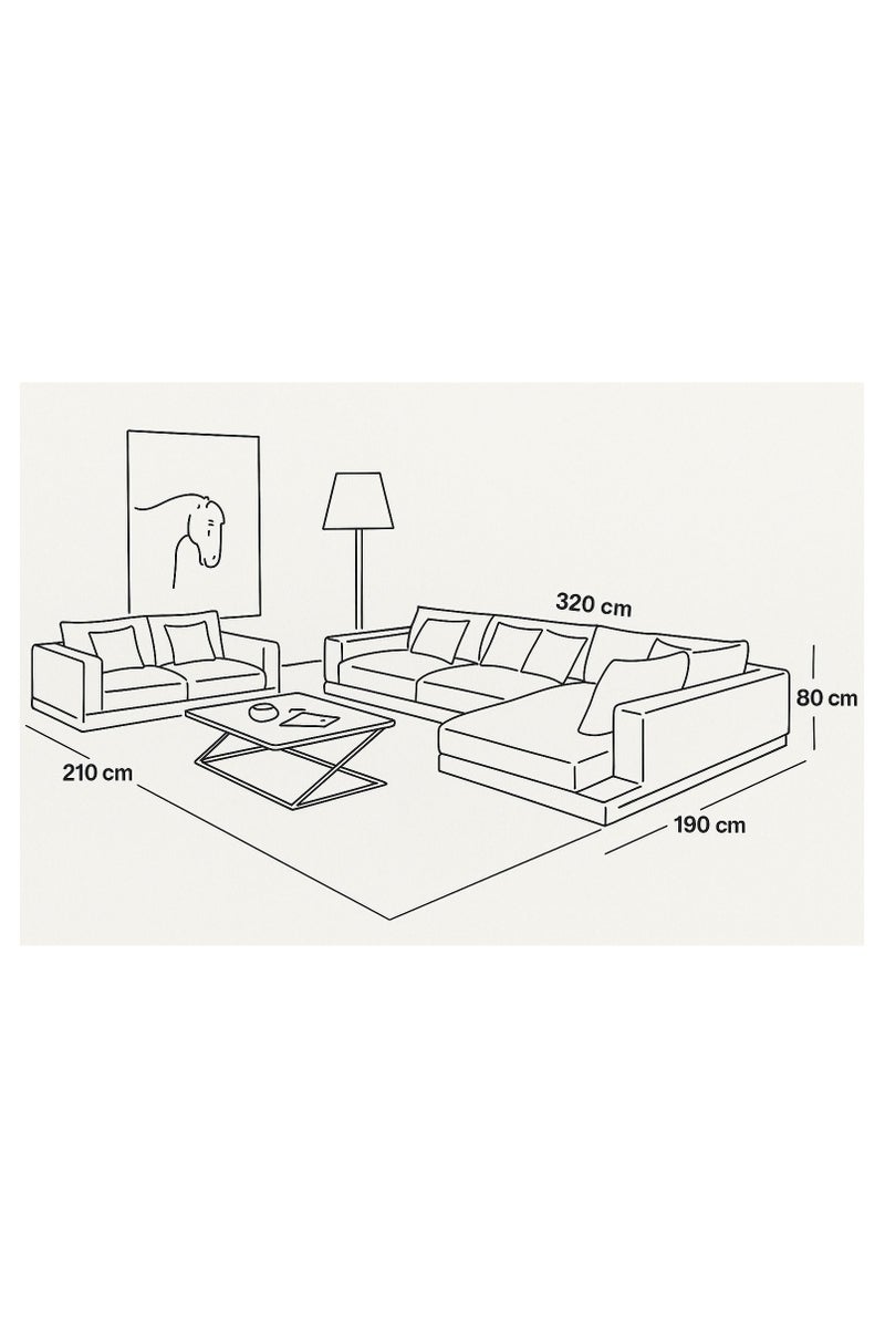 Betak SwedisCorner sofa for the living room, size 320 x 200 cm + 210 cm, black color, from Betakh Wood and Velvet Sofa bed 100x200x90 cm - Black - Image 2