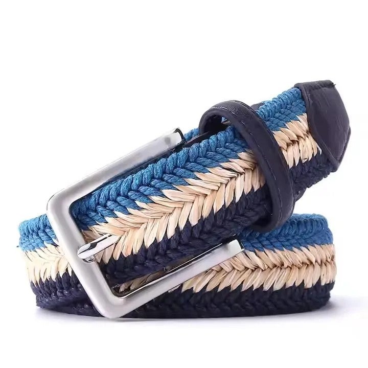 Bluejw Adjustable Herringbone Woven Waxed Rope Straw Blend Canvas Belt Waist Trimmers for Men Women - Image 2
