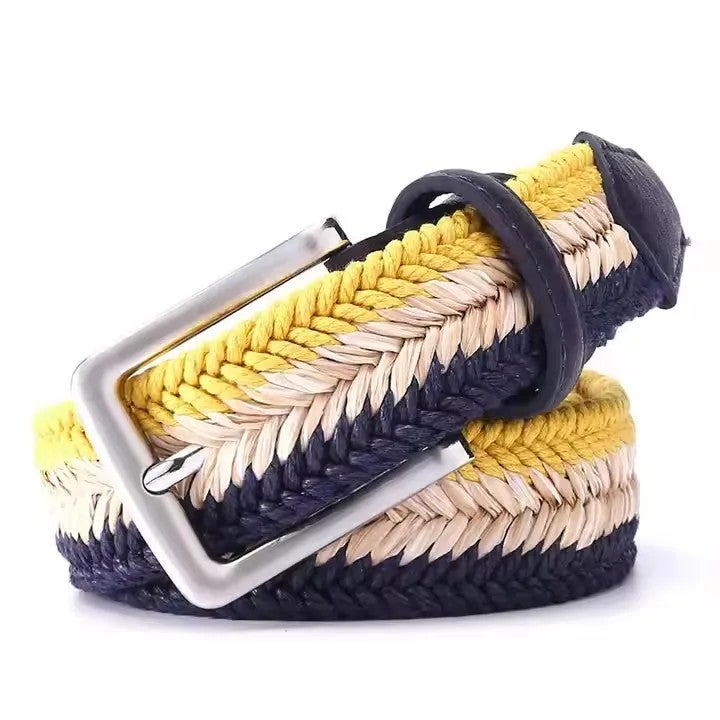 Bluejw Adjustable Herringbone Woven Waxed Rope Straw Blend Canvas Belt Waist Trimmers for Men Women - Image 1