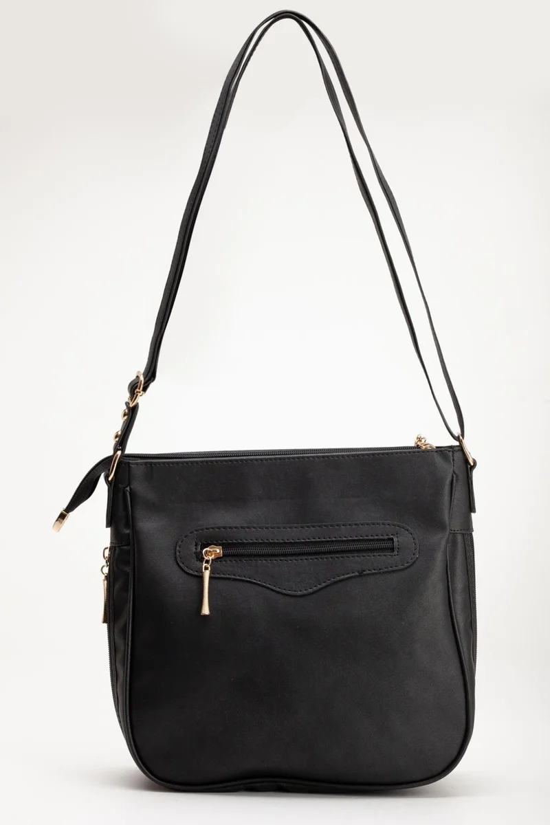 Dilimler Ayakkabı Black Women's Shoulder Bag with 2 Compartments Cover and Zipper