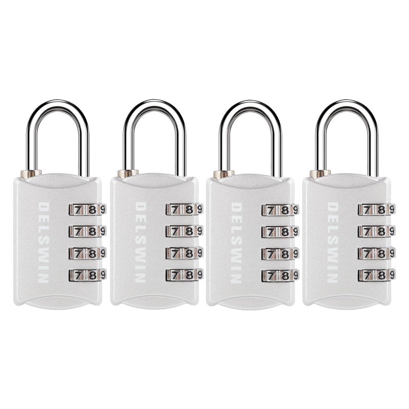DELSWIN Small Combination Lock for Locker 4Pack Resettable Luggage Locks for Backpack Suitcase Gym Employee Locker Lock Combo Padlock