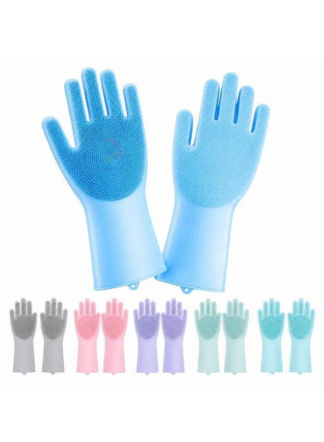 Lavish Silicone Dishwashing Gloves Magic Cleaning Gloves Reusable Scrubber Gloves for Kitchen Car Bathroom and Pet Grooming Multicolor 1 Pair - Image 1