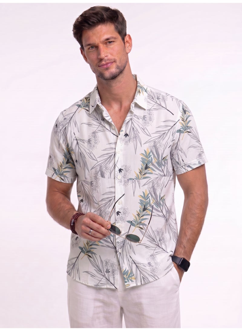 Men’s Patterned Short Sleeve Resort Collar Shirt