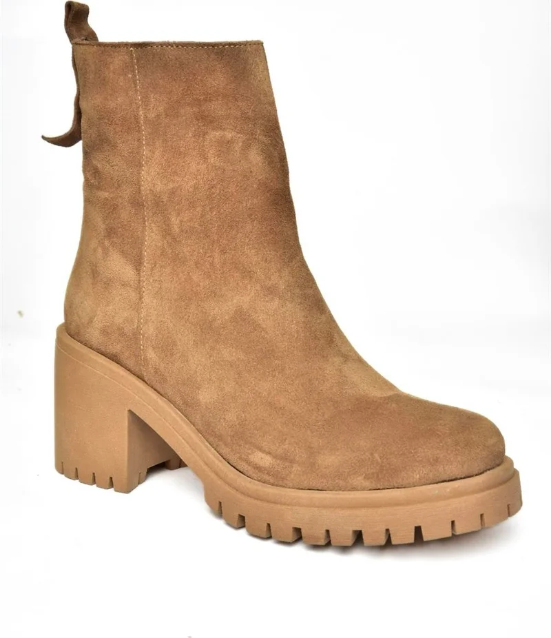 Fox Shoes R654006502 Brown Suede Thick Heeled Women's Boots