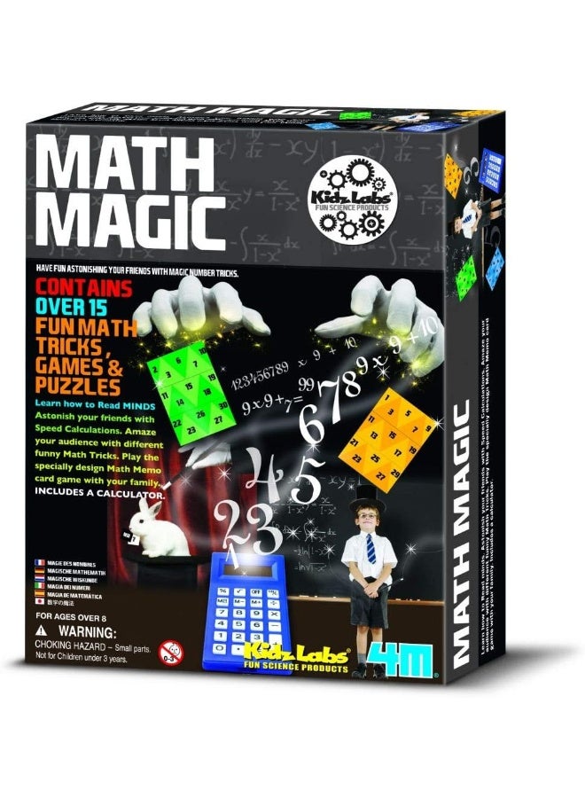 4M ٤ إم ماجيك الرياضيات – طقم علمي تعليمي يحتوي على أكثر من ١٥ خدعة وأنشطة وألعاب رياضية ممتعة باستخدام الأرقام، البطاقات، والأدوات اليومية – نشاط STEM تعليمي للأطفال من عمر ٨ سنوات فما فوق | 00-03293 - Image 1