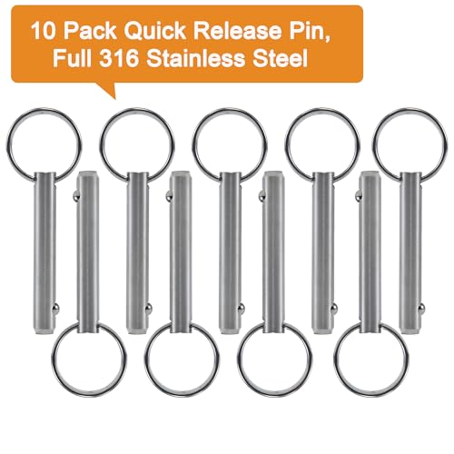 YOQVQOY 10 Pack Quick Release Pin,Full 316 Stainless Steel, Bimini Top Pin, Marine Hardware,Boat Quick Release Pin,Detent Pin (Diameter 5/16", Total Length 2.17") - Image 2