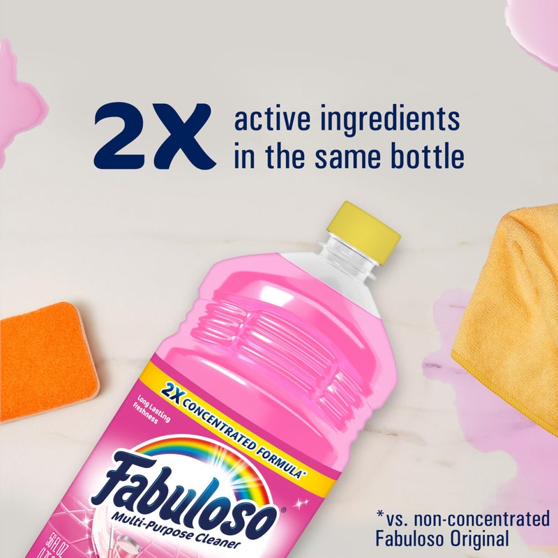 Fabuloso منظف متعدد الأغراض ومنظف الأرضيات فابولوسو، مركز 2X، برائحة البطيخ، 56 أونصة سائلة - Image 3