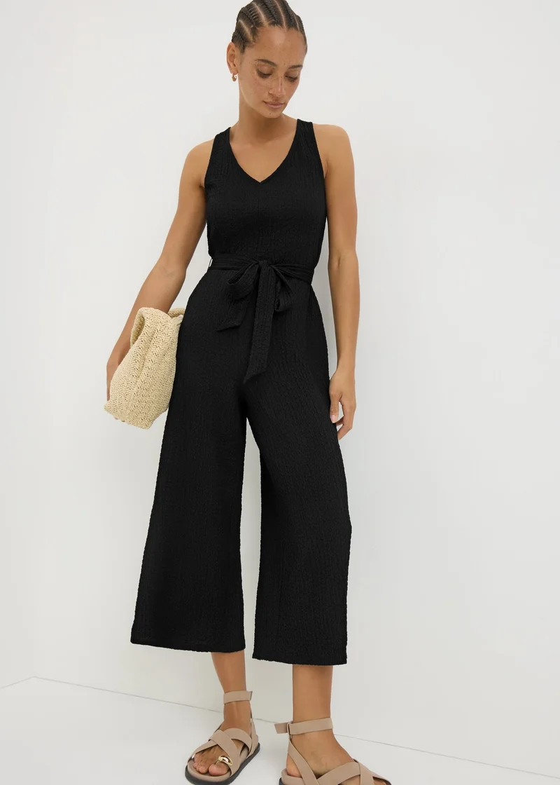 Matalan Black Textured Crinkle Jumpsuit