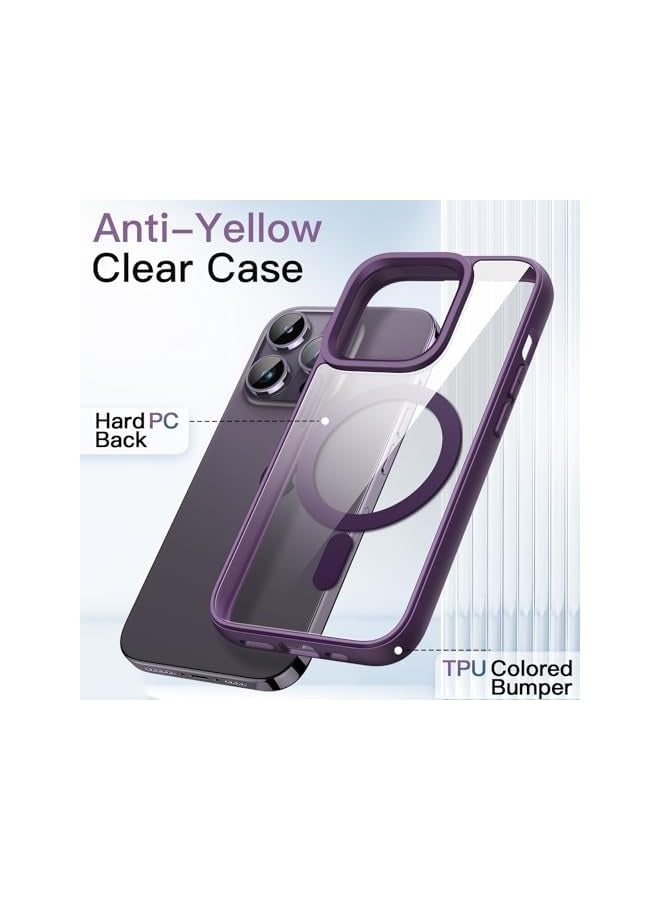 Jetech Magnetic Case for iPhone 14 Pro 6.1-Inch Compatible with MagSafe, Shockproof Phone Bumper Cover, Solid Color Matte TPU Frame, Anti-Scratch Clear Back (Deep Purple) - Image 3