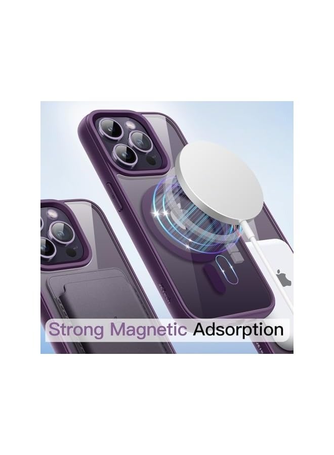 Jetech Magnetic Case for iPhone 14 Pro 6.1-Inch Compatible with MagSafe, Shockproof Phone Bumper Cover, Solid Color Matte TPU Frame, Anti-Scratch Clear Back (Deep Purple) - Image 4