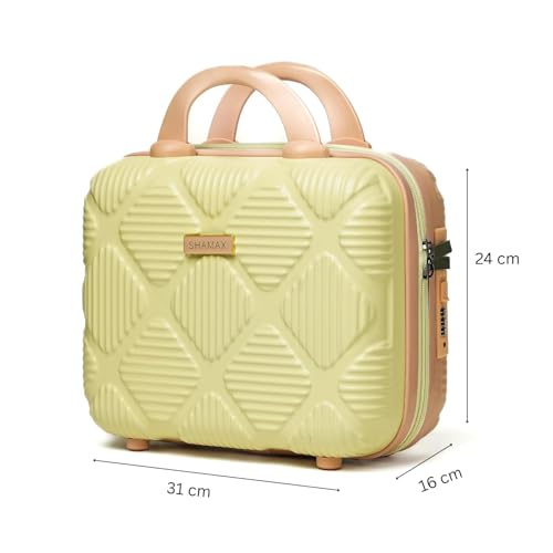 SHAMAX® Makeup Organizer Box for Women | Bridal Makeup Case Lockable Vanity Case for Cosmetics, Jewellery & Beauty Storage Organizer, Gift for Women (Yellow) - Image 2