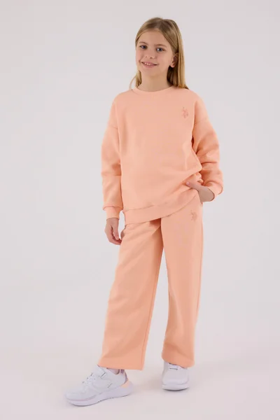 U.S. Polo Assn. U.S. Polo Assn Girls Salmon Tracksuit Set