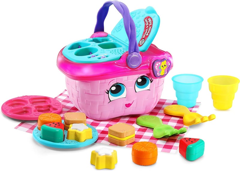 LeapFrog 603603 Shapes & Sharing Picnic Basket Baby Toy Educational and Interactive 16 Pieces for Creative and Learning Play For Boys & Girls 6 months, 1,2,3 Year Olds, Pink, One Size - Image 1