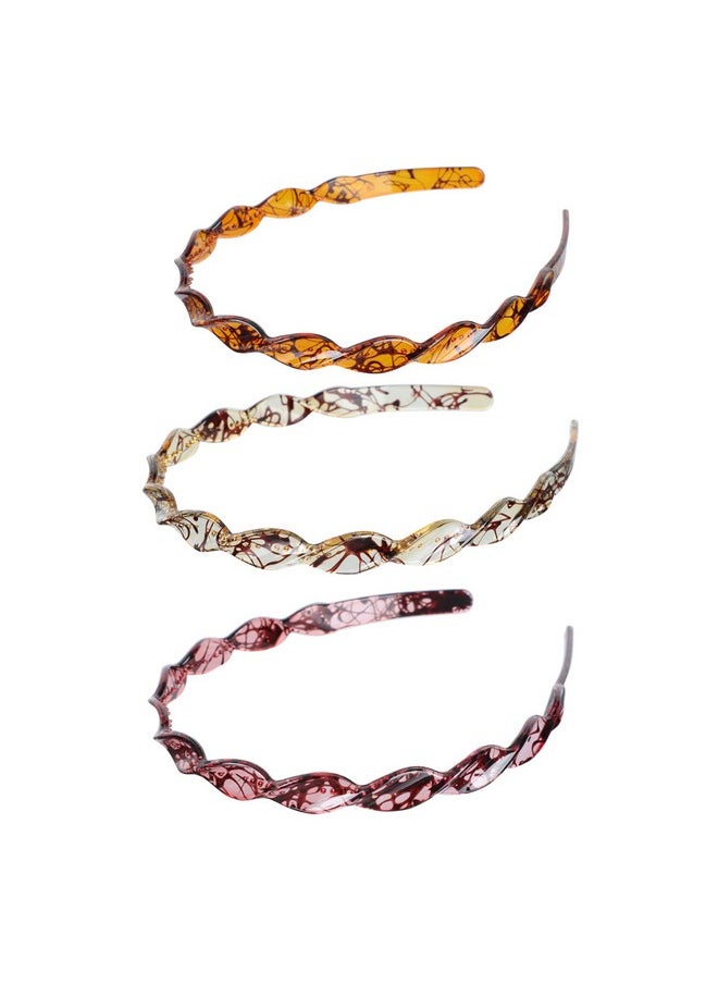 Beaupretty Tortoise Acetate Headband Cellulose Hairband With Teeth No Slip Resin Hair Loop For Women Girl Hair Accessory 3Pcs  - Image 1