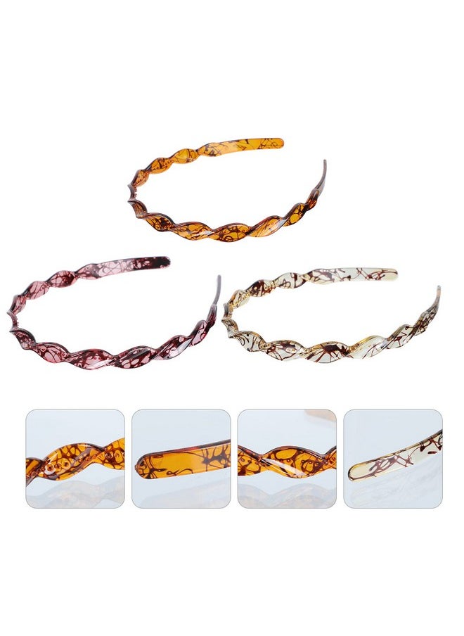 Beaupretty Tortoise Acetate Headband Cellulose Hairband With Teeth No Slip Resin Hair Loop For Women Girl Hair Accessory 3Pcs  - Image 5