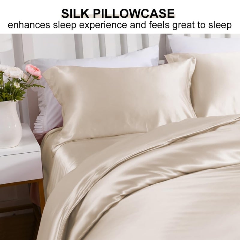 Ravmix Silk Pillowcase for Hair and Skin with Hidden Zipper, Ravmix Both Sides 21Momme Mulberry Silk Cooling Pillow Case Standard Size 20×26inches, 1PCS, Beige - Image 5