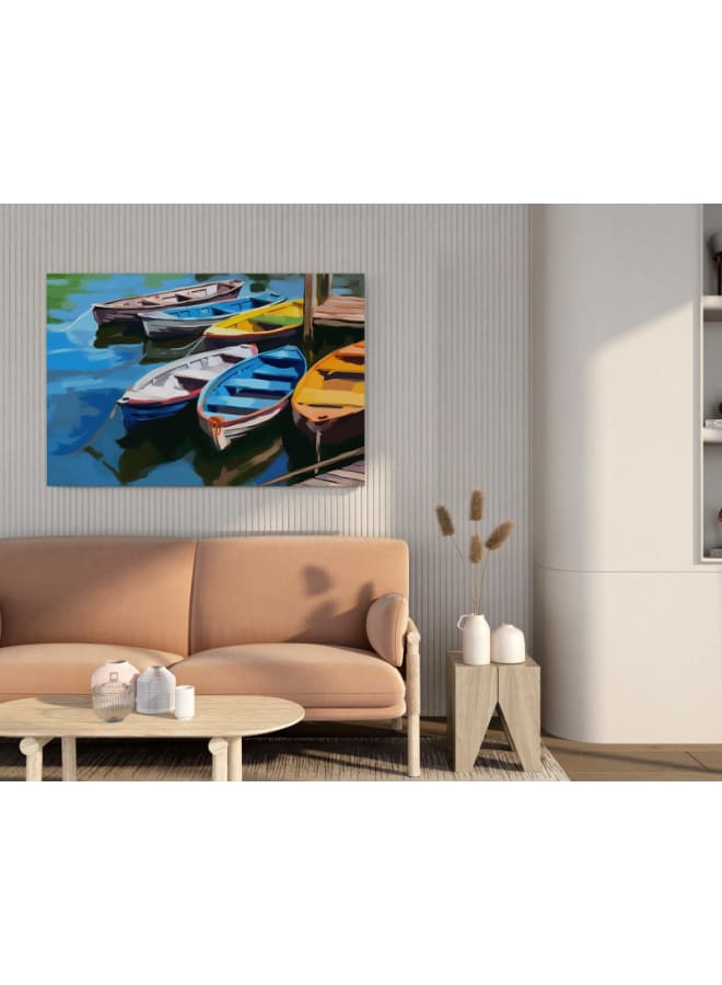 Home Gallery Harbor view with row boats Printed canvas wall art 120x80 - Image 2