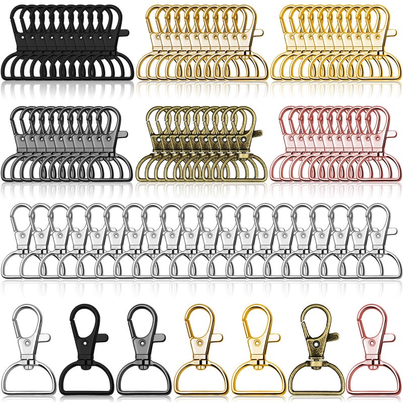 anezus Swivel Clasp Hooks Anezus 80Pcs Key Chain Clip Hooks D Ring Clip Lanyard Hardware for Keychain Making Lanyard Making Purse Hardware DIY Craft 1 Inside Width 