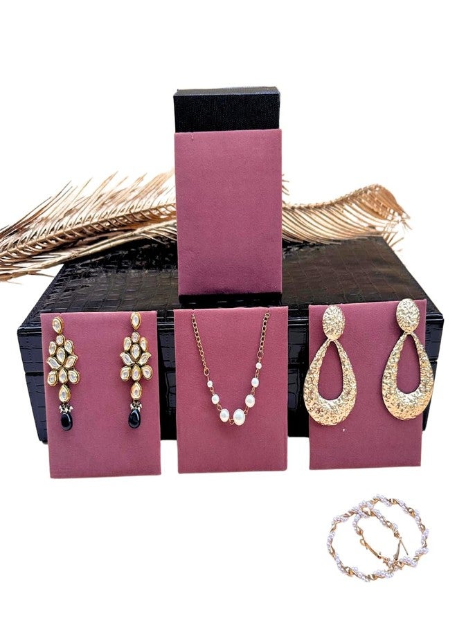 La Trove 6 Grid Earring and Necklace Display Holder, Jewelry Storage and Organizer for Earrings, Chains & Pendants, Pack of 6, Dark Pink - Image 2