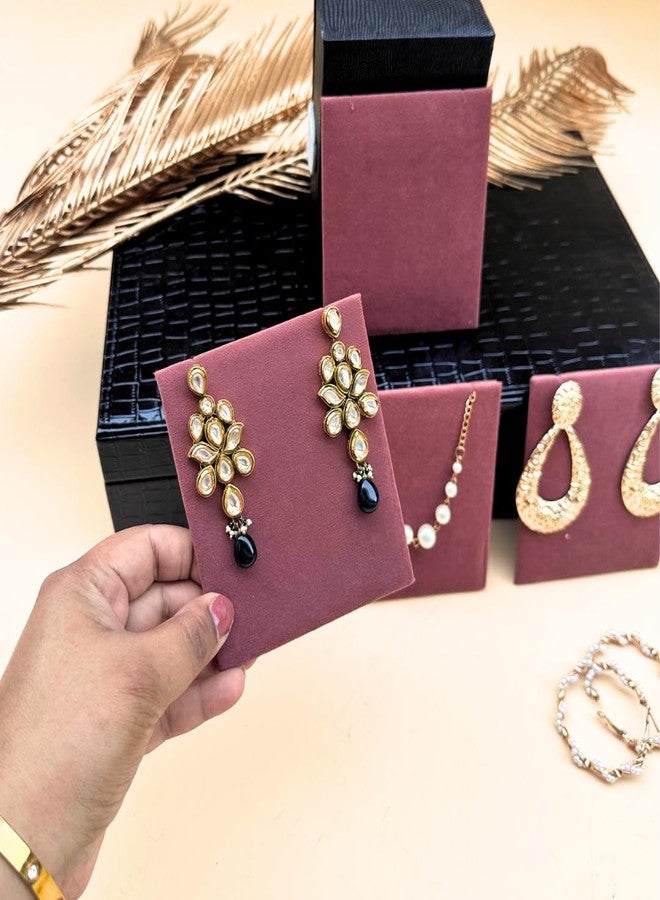La Trove 6 Grid Earring and Necklace Display Holder, Jewelry Storage and Organizer for Earrings, Chains & Pendants, Pack of 6, Dark Pink - Image 3