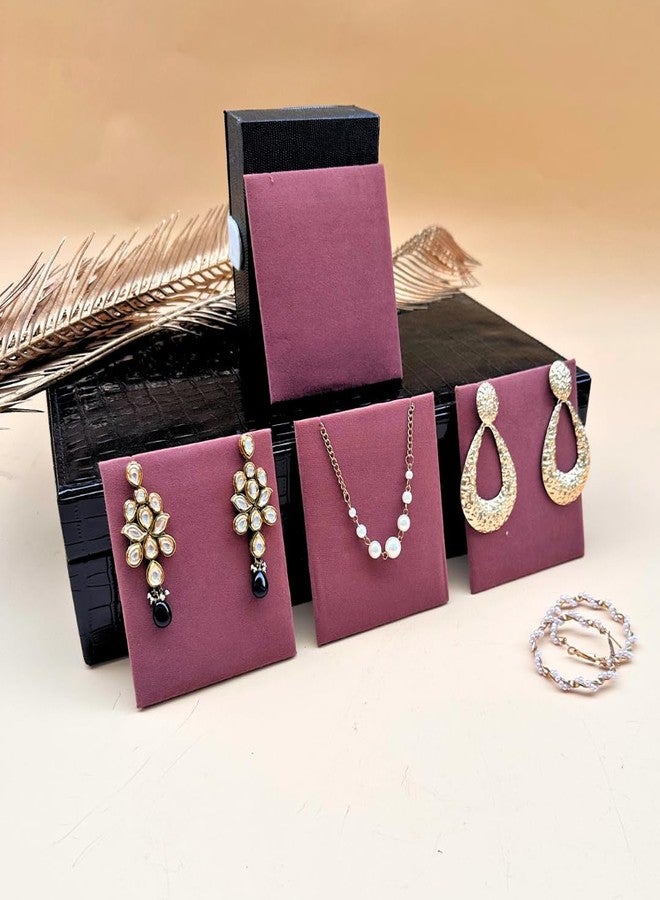 La Trove 6 Grid Earring and Necklace Display Holder, Jewelry Storage and Organizer for Earrings, Chains & Pendants, Pack of 6, Dark Pink - Image 1