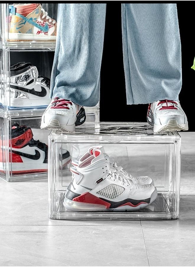 Generic - 6-Pcs Shoe Boxes Clear Plastic Stackable Sneaker Storage Boxes with Magnetic Door, Acrylic Boxes for Display, Side Open Shoe Box Clear Shoe Boxes Stackable Shoe Containers - Image 1