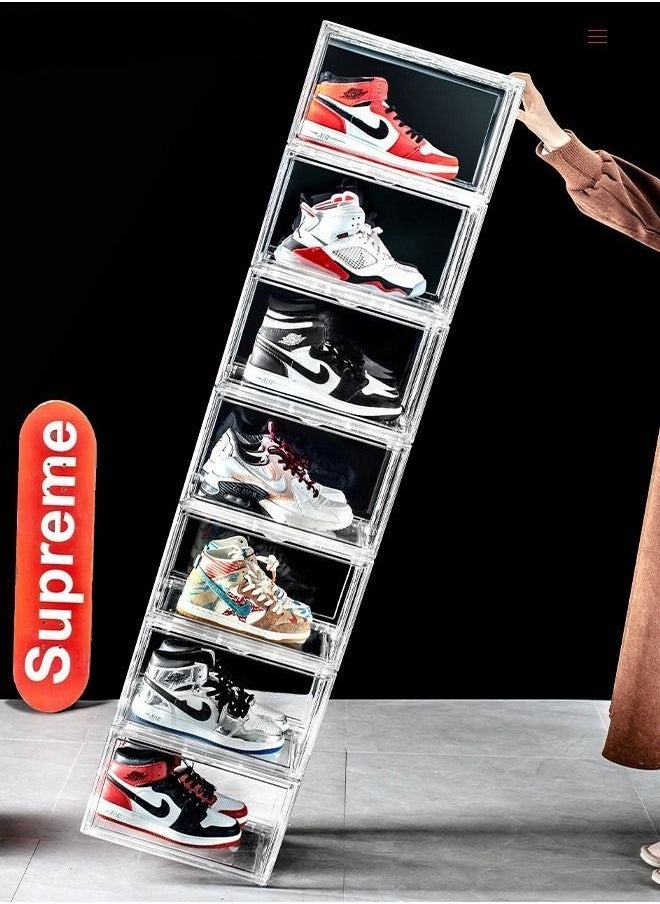 Generic - 6-Pcs Shoe Boxes Clear Plastic Stackable Sneaker Storage Boxes with Magnetic Door, Acrylic Boxes for Display, Side Open Shoe Box Clear Shoe Boxes Stackable Shoe Containers - Image 1