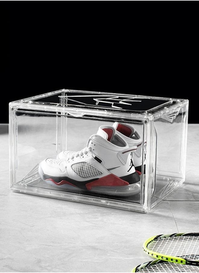 Generic - 6-Pcs Shoe Boxes Clear Plastic Stackable Sneaker Storage Boxes with Magnetic Door, Acrylic Boxes for Display, Side Open Shoe Box Clear Shoe Boxes Stackable Shoe Containers - Image 1