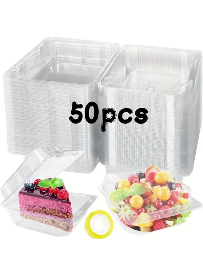 50 Pack Clear Square Food Storage Containers With Flip Top Lids Stackable BPA Free - Image 1