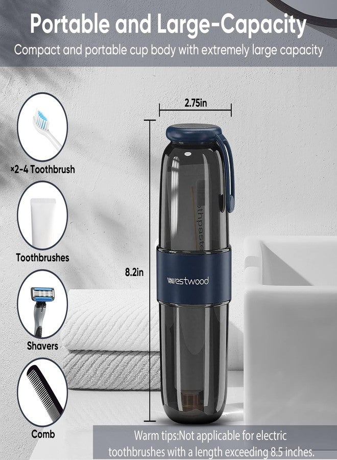 Stylitzy Westwood Travel Toothbrush Case Travel Toothbrush Holder with Cup, Large Toothbrush Container for Toothbrush Toothpaste Razor, Portable Toothbrush Holder with Cover for Home Business School (Black - Image 2