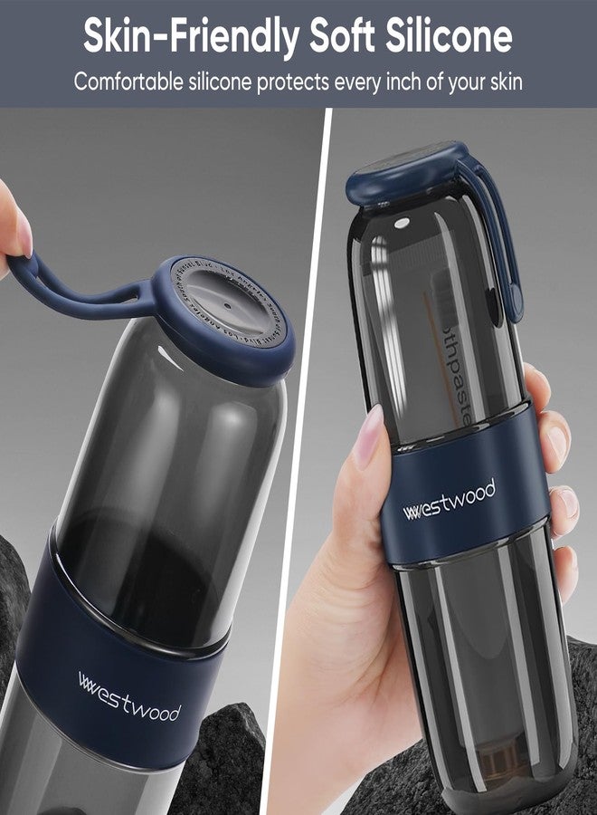 Stylitzy Westwood Travel Toothbrush Case Travel Toothbrush Holder with Cup, Large Toothbrush Container for Toothbrush Toothpaste Razor, Portable Toothbrush Holder with Cover for Home Business School (Black - Image 4