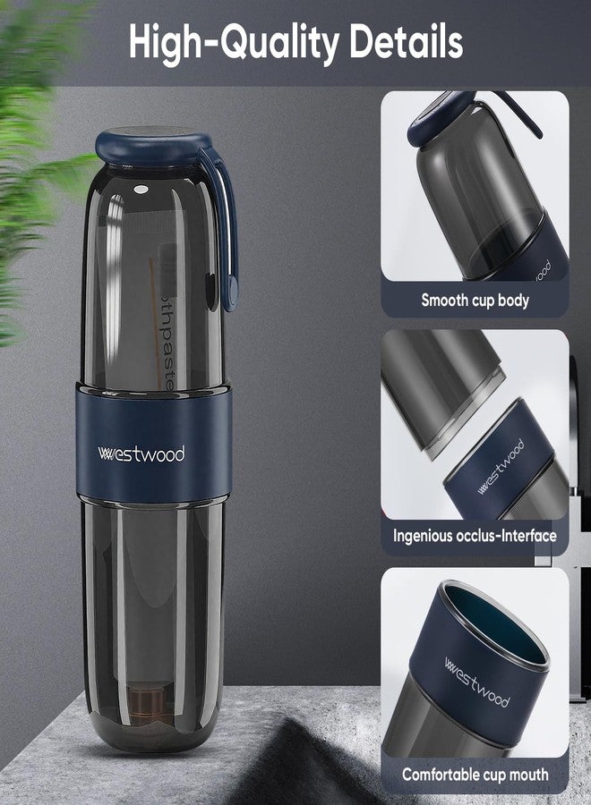 Stylitzy Westwood Travel Toothbrush Case Travel Toothbrush Holder with Cup, Large Toothbrush Container for Toothbrush Toothpaste Razor, Portable Toothbrush Holder with Cover for Home Business School (Black - Image 3