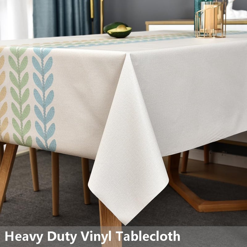 TruDelve Plastic Table Cloth Rectangle Tables Beige Vinyl Tablecloth Waterproof Wipeable Oilcloth Tablecloths for Dining Table Cover(54"x84",Wheat-2) - Image 2