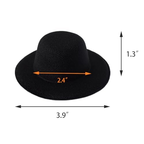 FOIBURELY 10 pcs black Mini formal hats Miniature Hats for DIY Crafts Hair Accessories decorate（3.9"/10cm) - Image 3