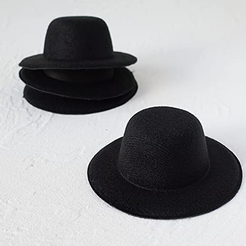 FOIBURELY 10 pcs black Mini formal hats Miniature Hats for DIY Crafts Hair Accessories decorate（3.9"/10cm) - Image 2