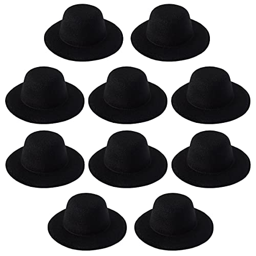 FOIBURELY 10 pcs black Mini formal hats Miniature Hats for DIY Crafts Hair Accessories decorate（3.9"/10cm) - Image 4