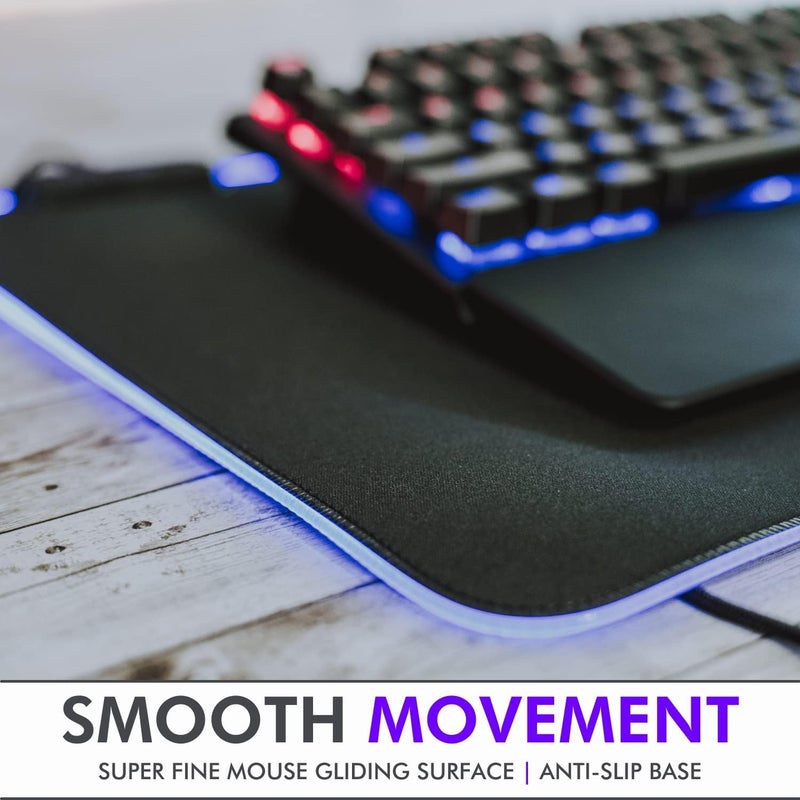 Tilted Nation RGB Mouse Pad for Gaming - Large LED Mousepad - LED Desk mat with 8 Adjustable Light Modes - Non Slip Rubber Base, Easy to Clean Water Proof Surface Mat for Keyboard and Mouse - Image 4