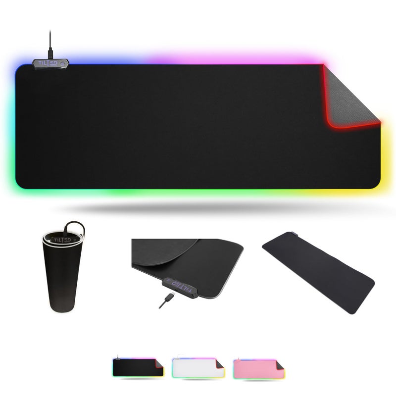 Tilted Nation RGB Mouse Pad for Gaming - Large LED Mousepad - LED Desk mat with 8 Adjustable Light Modes - Non Slip Rubber Base, Easy to Clean Water Proof Surface Mat for Keyboard and Mouse - Image 1
