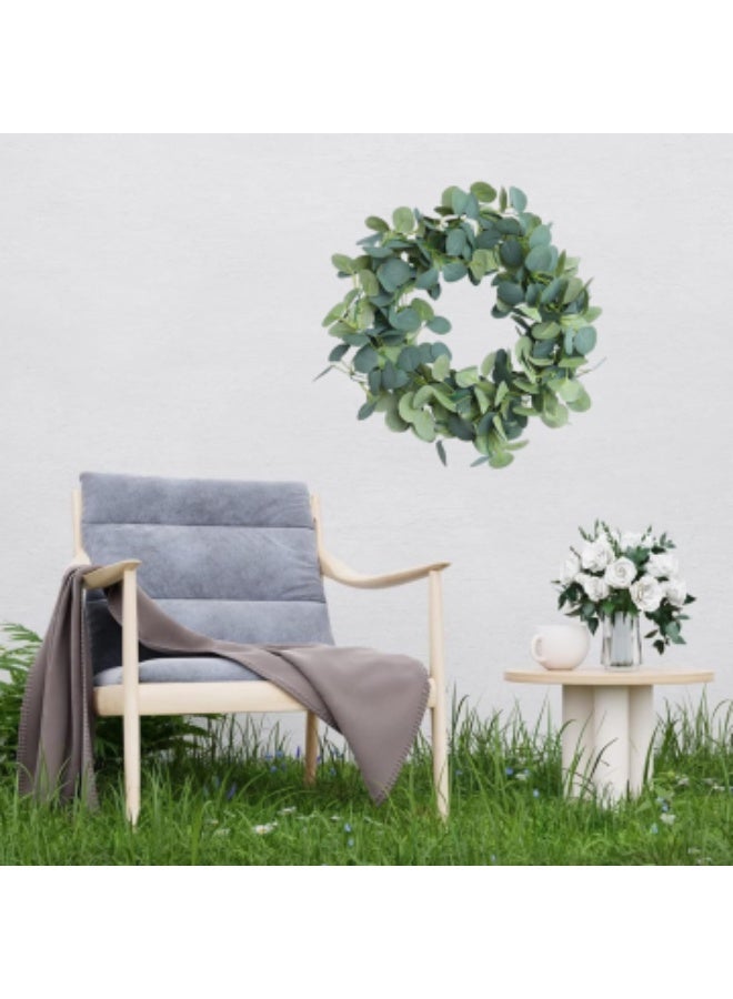 2 Pack Artificial Eucalyptus Garland Faux Silk Leaf Silver Dollar Eucalyptus Leaves Vines Handmade Garland Greenery Wedding Backdrop Indoor Outdoor Arch Wall Decoration - Image 4