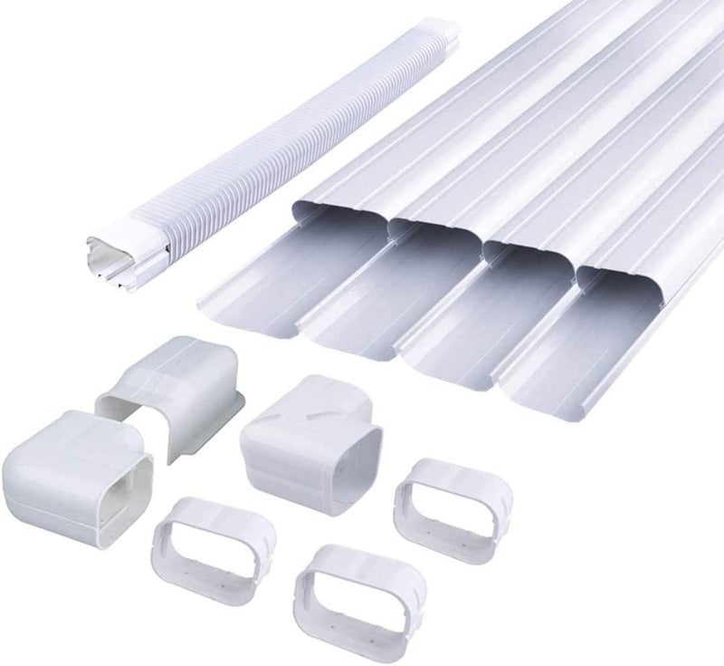 AC Parts 4 17 Ft Mini Split Line Set Cover PVC Decorative Pipe Line Cover Kit for Ductless Mini Split Air Conditioner Accessories Central AC and Heat Pump