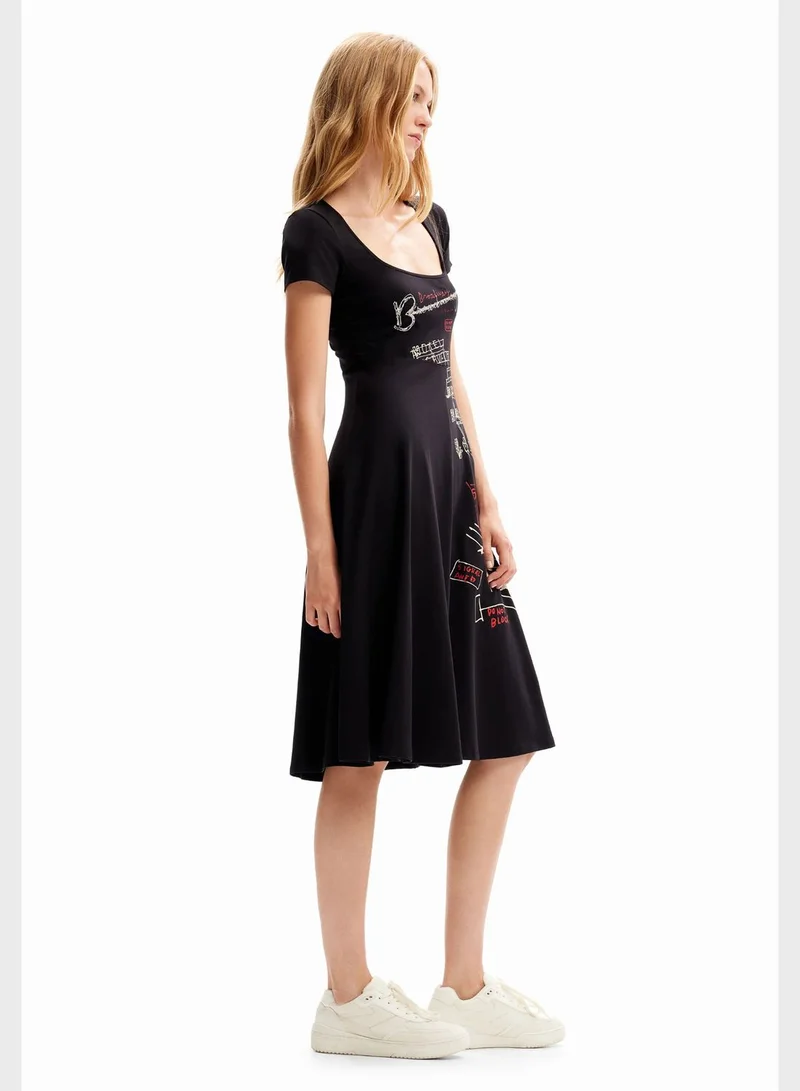 DESIGUAL Graphic Spoon Neck Dress