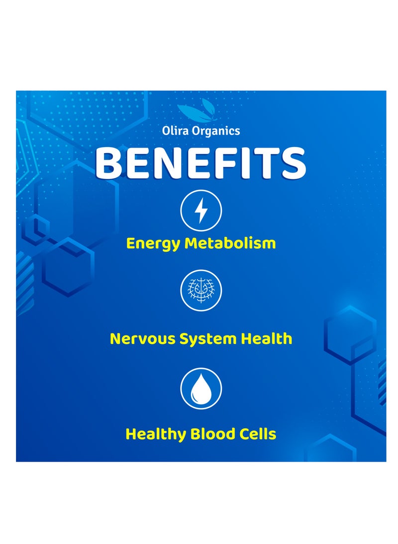 أوليرا أورجانيكس يتامين ب 12 200 ميكروغرام 120 كبسولة | يعزز الصحة المعرفية ويدعم الطاقة - Image 4