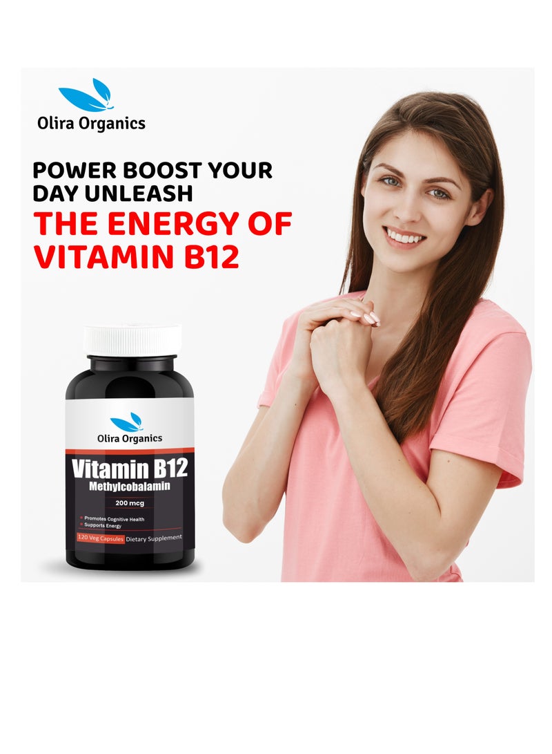 أوليرا أورجانيكس يتامين ب 12 200 ميكروغرام 120 كبسولة | يعزز الصحة المعرفية ويدعم الطاقة - Image 3