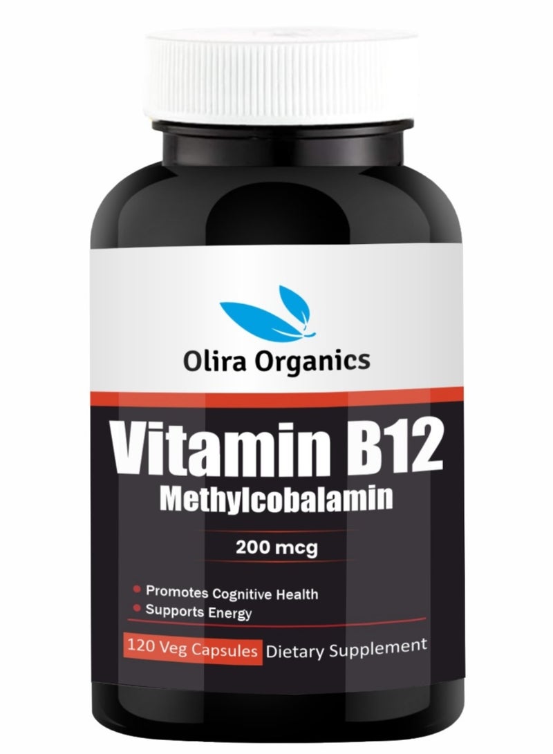 أوليرا أورجانيكس يتامين ب 12 200 ميكروغرام 120 كبسولة | يعزز الصحة المعرفية ويدعم الطاقة - Image 1