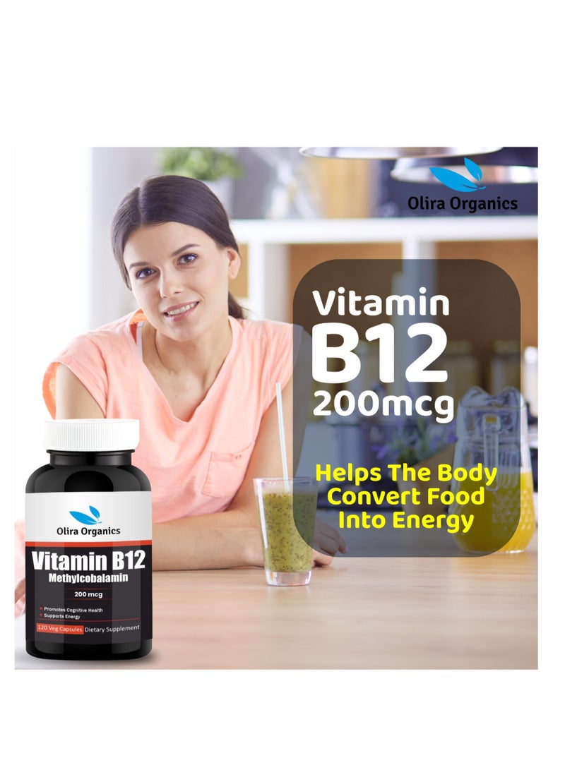 أوليرا أورجانيكس يتامين ب 12 200 ميكروغرام 120 كبسولة | يعزز الصحة المعرفية ويدعم الطاقة - Image 2