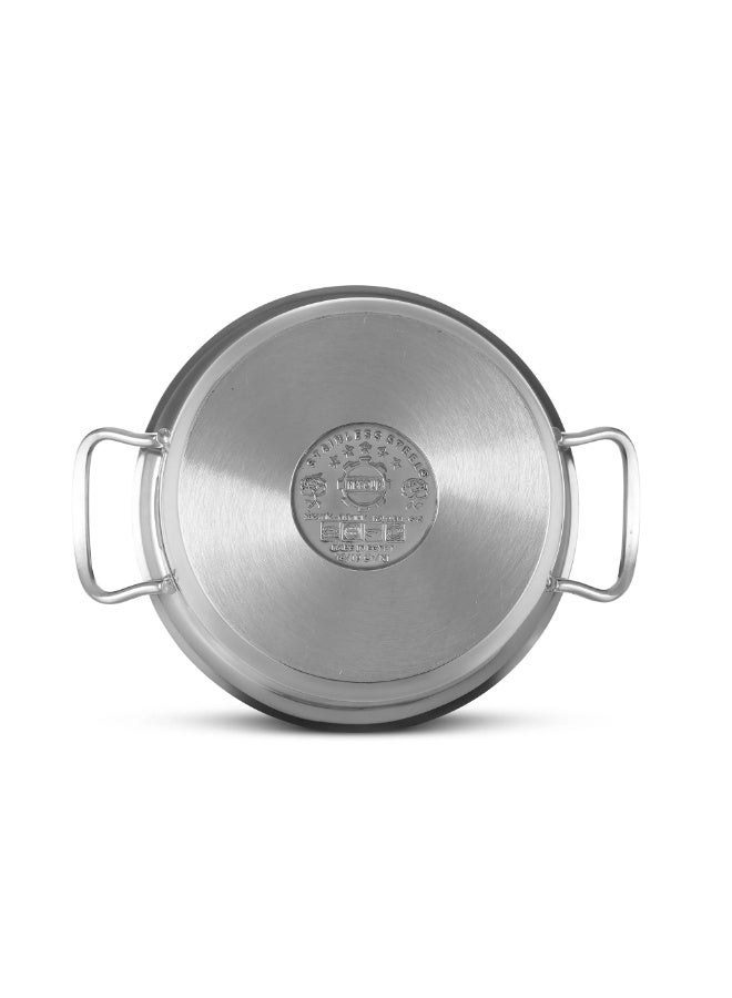 Aboud Cookware Set, 8 Pieces, Stainless Steel Cylnderical Shap Pot, with Stainless Steel Flat Lid with a Triangular Handle, Sizes (16,18, 20, 24, 28) - Silver - Image 5