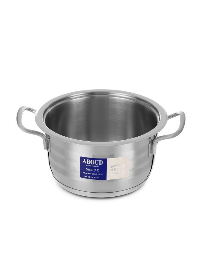 Aboud Cookware Set, 8 Pieces, Stainless Steel Cylnderical Shap Pot, with Stainless Steel Flat Lid with a Triangular Handle, Sizes (16,18, 20, 24, 28) - Silver - Image 4